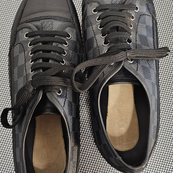 LOUIS VUITTON Men's Damier Graphite LV Logo Cap Toe Low-Top Sneakers Size 10.5 - Picture 14 of 16